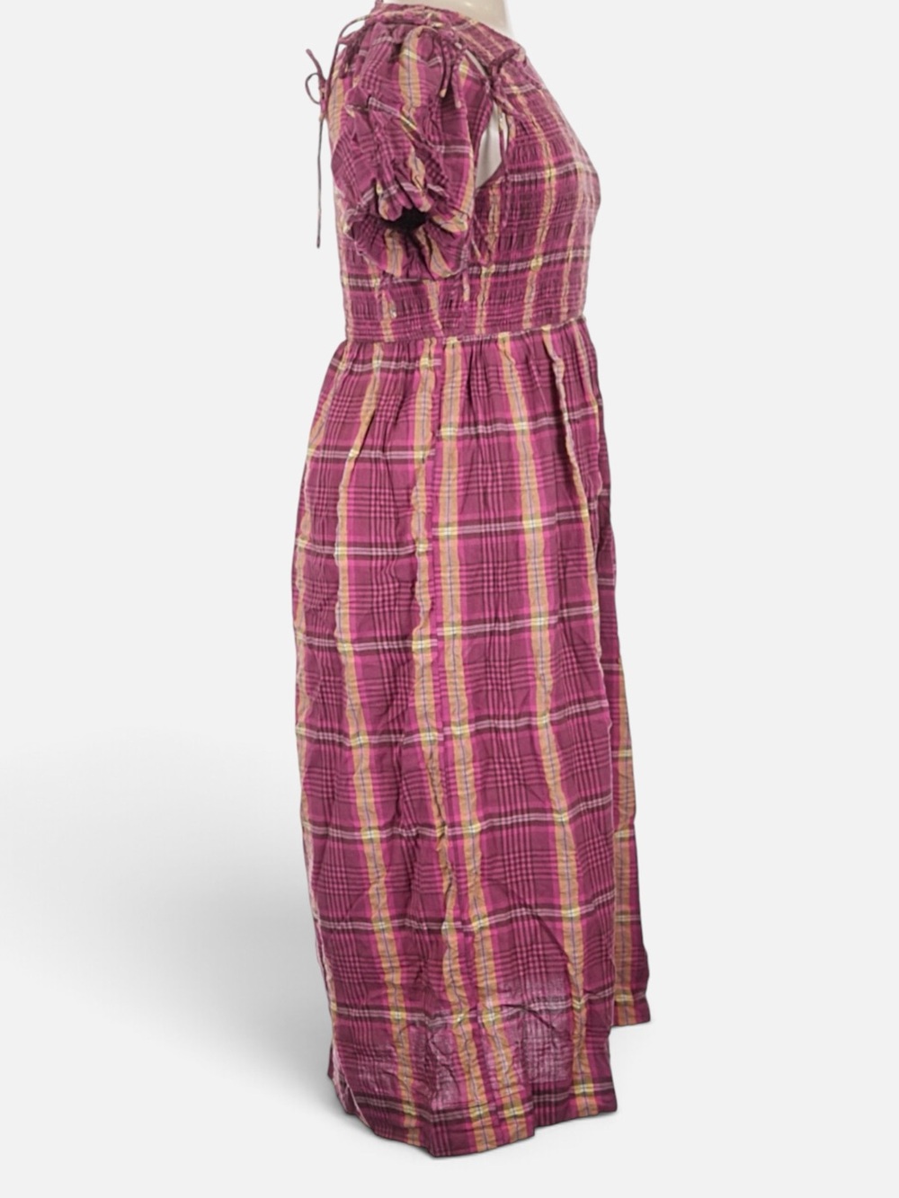 Damson Madder Becca Multi-Way Midi Dress in Pink/Khaki Check | US 12 - Picture 11 of 16
